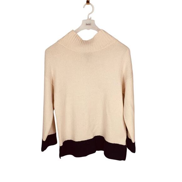 rag & bone Aubree Ivory & Navy Cashmere Funnel Neck Sweater -Size M - Picture 1 of 10